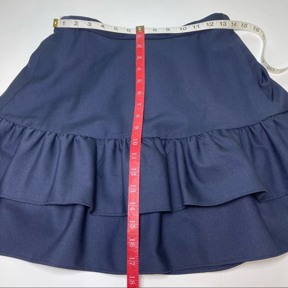 J. Crew Tiered Wool Blend Navy Blue Skirt Size 4
